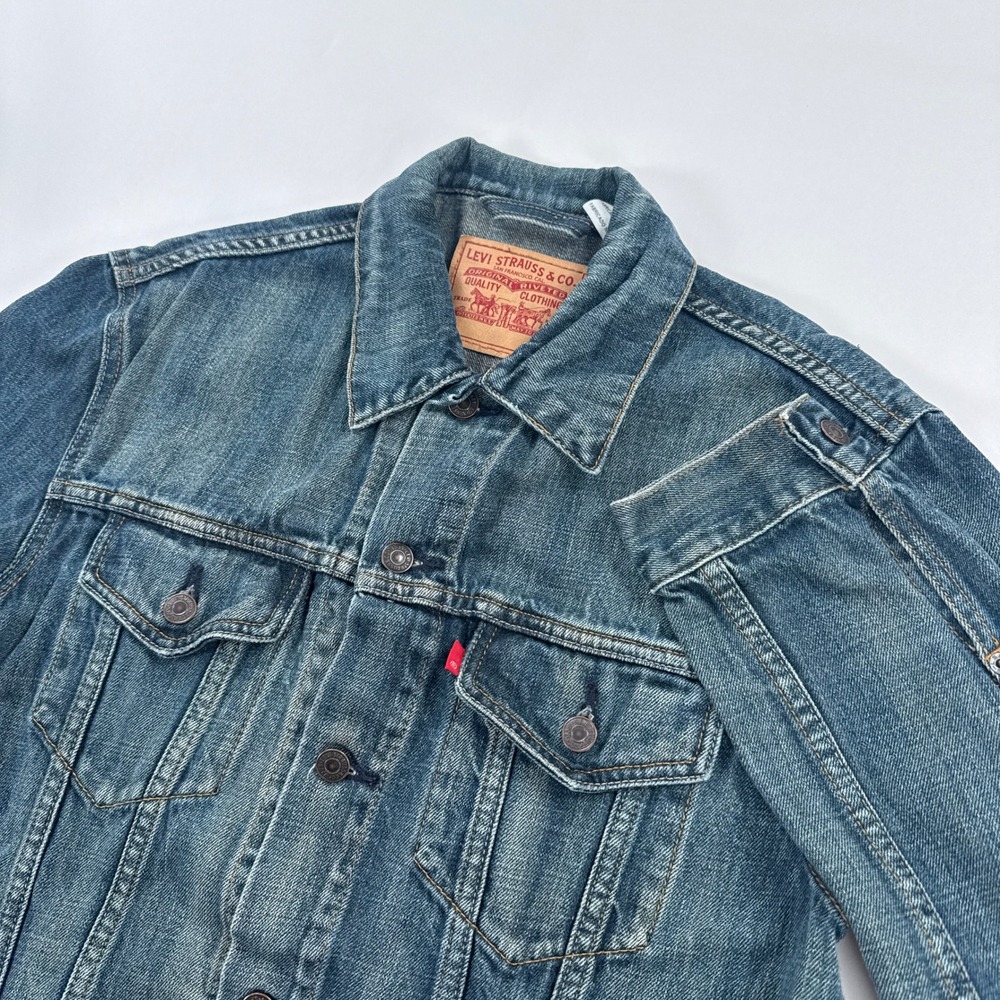 Levis Type III Denim Trucker Jacket Mens Large L Blue Jean Coat Red Tab Y2K